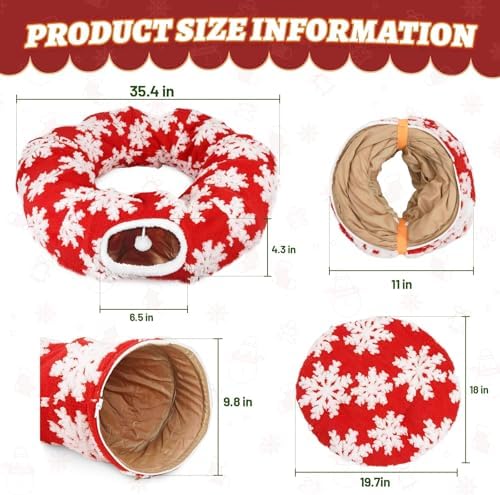 Cat Tunnel Christmas Tree Skirt, Foldable Peekaboo Donut Cave Bed - Image 2