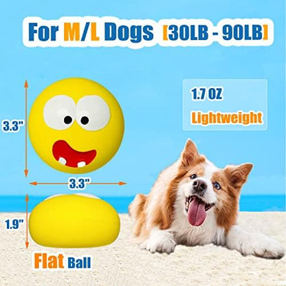 HOLYSTEED 3.3" Latex Squeaky Dog Toy for Large Dog, Medium Breed, Flat Ball - Image 2