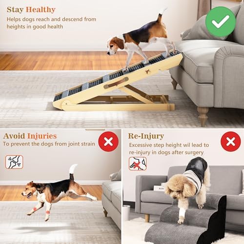 REONEY Dog Ramp, Portable Pet Ramp with 7 Adjustable Heights 11" to 26.6" - Image 2