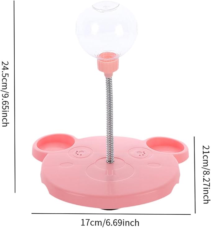 Dog Cat Slow Feeder Toy, Pet Feeding Toy Treat Ball,Funny,Interactive,Cat Treat Toy Food Dispenser for Kitty Indoor Puppy Exercise, Bear, Pink