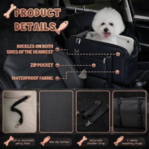 YUDODO 10-18lbs Large Console Dog Car Seat with Removable Velvet Cushion - Image 3