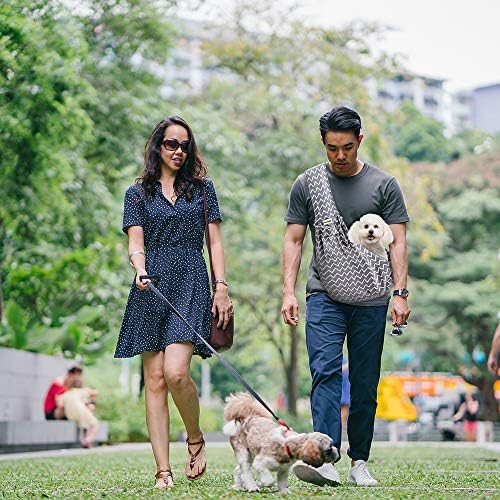 FDJASGY Small Pet Sling Carrier-Hands Free Reversible Pet Papoose Bag Tote Bag with a Pocket Safety Belt Dog Cat for Outdoor Travel (Gray Stripe) - Image 3