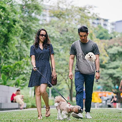 FDJASGY Small Pet Sling Carrier-Hands Free Reversible Pet Papoose Bag Tote Bag with a Pocket Safety Belt Dog Cat for Outdoor Travel (Gray Stripe) - Image 3