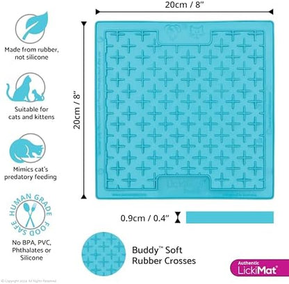 LickiMat Classic Buddy, Cat Slow Feeder Lick Mat, Boredom Anxiety Reducer; Perfect for Food, Treats, Yogurt, or Peanut Butter. Fun Alternative to a Slow Feed Cat Bowl or Dish, Turquoise - Image 2