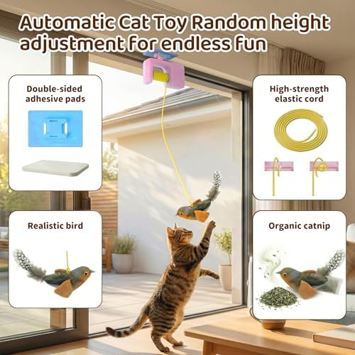 Interactive Cat Toys for Indoor Cats, Automatic Hanging Door Toys Pink - Image 2