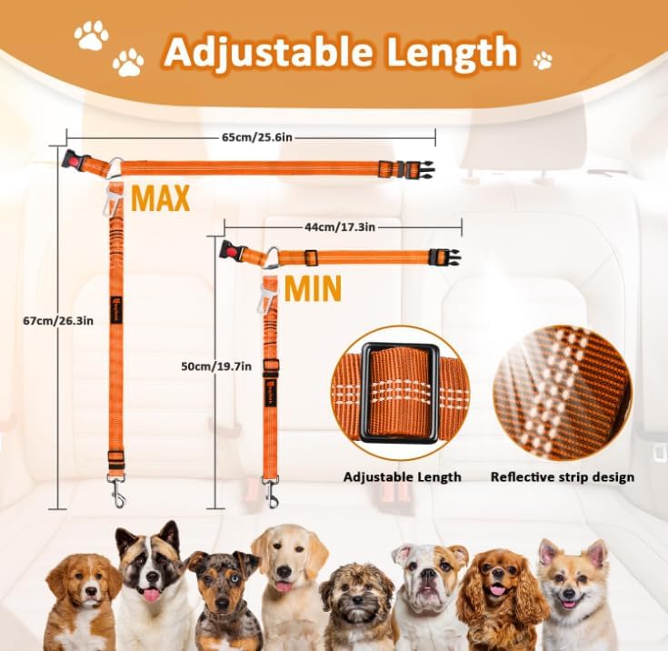 Laqibak Removable Dog Seat Belt Harness for Car, 3 in 1 Pet Seatbelt Leash - Image 7