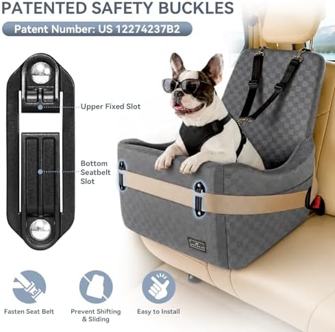 PETSFIT Pet Car Seat with Patented Safety System, 5" Elevated Cushion - Image 2