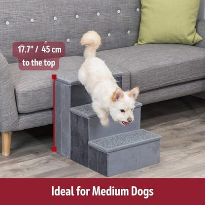 TRIXIE 3-Step Velour Pet Stairs, Gray - Image 4