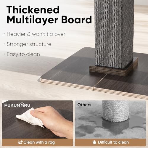 FUKUMARU Retro-Style Cat Scratching Post with Perch for Indoor Adult Cats - Image 3