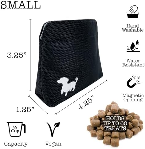 Small Dog Treat Pouch – Slim Magnetic Pocket Dog Treat Bag for Walking & Training – Discreet Clip On Treat Pouch for Leash, Waistband or Pocket – Mess Free Storage (Black/Gray) - Image 2