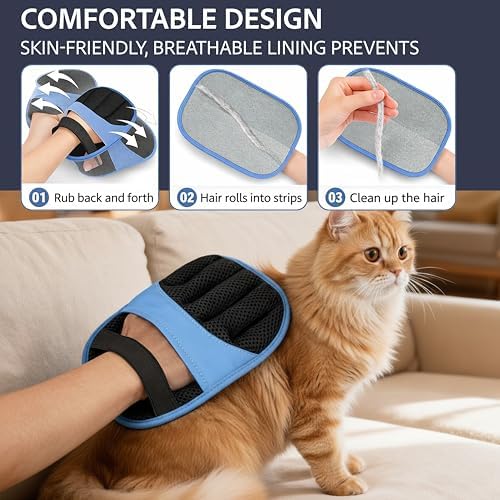 Double Pet Grooming Glove Set - 2 Pack Pet Hair Removal Glove with Free Nail Clippers & Pet Dental Kit for Dogs and Cats - Image 5