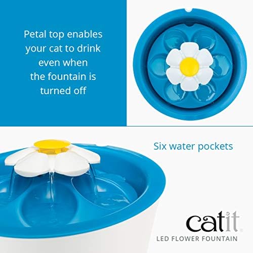 Catit LED Flower Fountain with Triple Action Filter, 3 L, Blue - Image 2