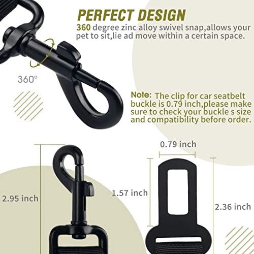 COOYOO Dog Seat Belt,3 Piece Set Retractable Dog Car Adjustable Seatbelts for Vehicle Nylon Pet Safety Heavy Duty & Elastic & Durable Car Harness for Dogs - Image 6