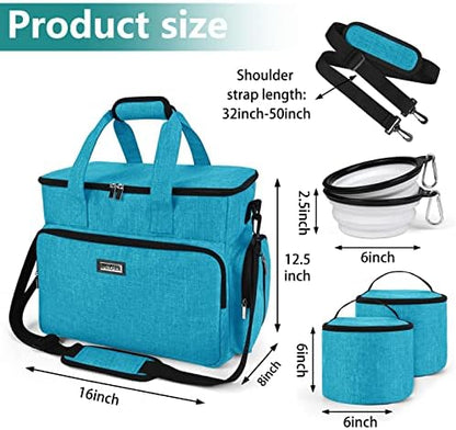 BAGLHER Dog Travel Bag, Pet Travel Bag (ALL Pet Travel Supplies), With 2 Pet Food Containers and 2 Collapsible Silicone Bowls; Essential Kits for Pet Travel Sky Blue - Image 3