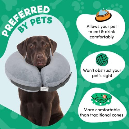 BENCMATE Inflatable Dog Cone Collar Alternative After Surgery Small, Grey - Image 3