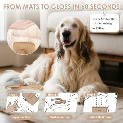 Large Dog 3 in 1 Grooming Kit, Extra Long Pin Dog Slicker Brush - Image 2