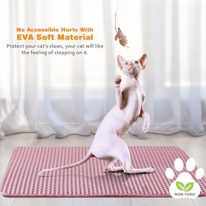 Cat Litter Mat 16"x20",Double Layer EVA litterbox Mat, Pink - Image 6