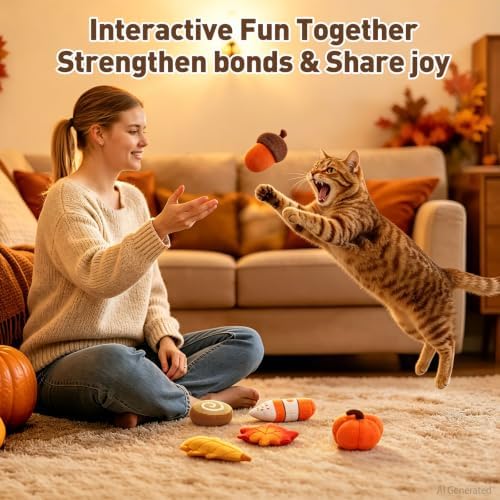 Plush Fall Catnip Toys for Indoor Cats 6 Pack, Pumpkin Shape - Image 5