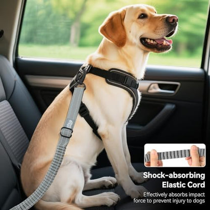 2Pcs Dog Seat Belt, Dog Car Seat Belt Bungee for Pet, Gray & Black - Image 5