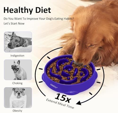 YINEYA 4 Cups Slow Feeder Dog Bowls Large Breed, Anti-Choking Pet Supplies, Maze Dog Food Bowl, Puzzle Feeder That Slow Down Eating 2PCS - Image 3