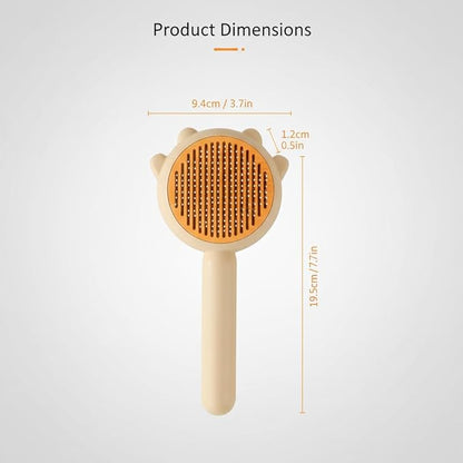 Professional Pet Grooming Brush, Ergonomic Handle Cat Comb with Stainless Steel Needles (Light Yellow)