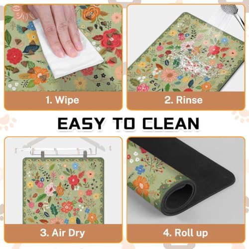 Absorbent Pet Dog Bowl Mat for Food and Water, Pet Cat Food Feeding Mat with Non Slip Rubber Backing, Dog Food Mats for Floors Waterproof, 12"x20" - Image 6