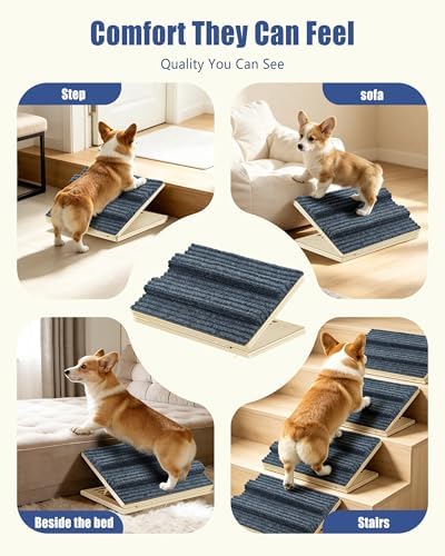 Dog Ramp for Stairs for Small Dogs Up to 40 lbs - Adjustable Dog Stair Ramp with Non-Slip Carpet, Foldable Pet Ramp for Indoor Stairs, Senior Dogs, Puppies, Short-Legged Breeds, Bed, Sofa (3-Pack) - Image 7
