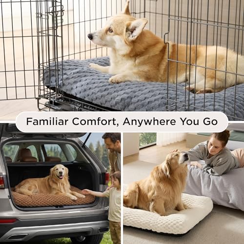 Bedsure Washable Dog Bed for Crate Medium Size Dog, Soft Bubble Fleece, 29" - Image 5