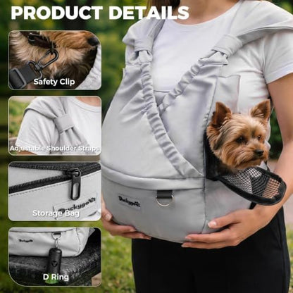 Small Dog Sling Carrier, Hands-Free, Gray, 4-13Lbs - Image 3