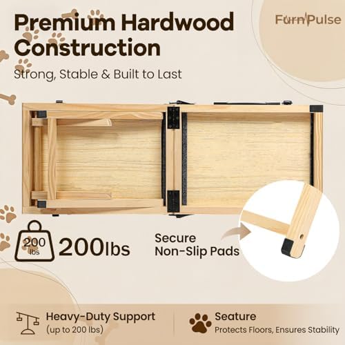 2026 Upgraded Small Dog Ramp for Couch Foldable, 5 Ajustable Height | Height from 9.8" to 20.5", Portable Stable Pet Steps with Non-Slip Pad, Pet Ramps Use for Sofa Couch Stairs, Wood - Image 4