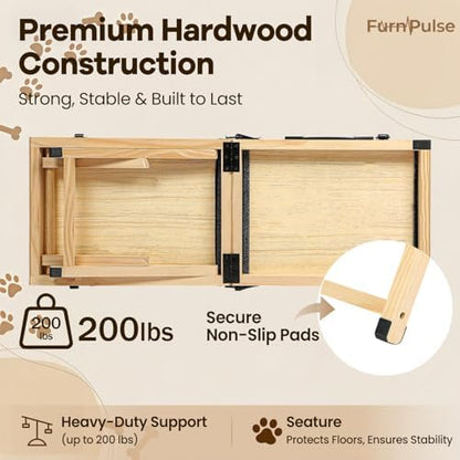 2026 Upgraded Small Dog Ramp for Couch Foldable, 5 Ajustable Height | Height from 9.8" to 20.5", Portable Stable Pet Steps with Non-Slip Pad, Pet Ramps Use for Sofa Couch Stairs, Wood - Image 4
