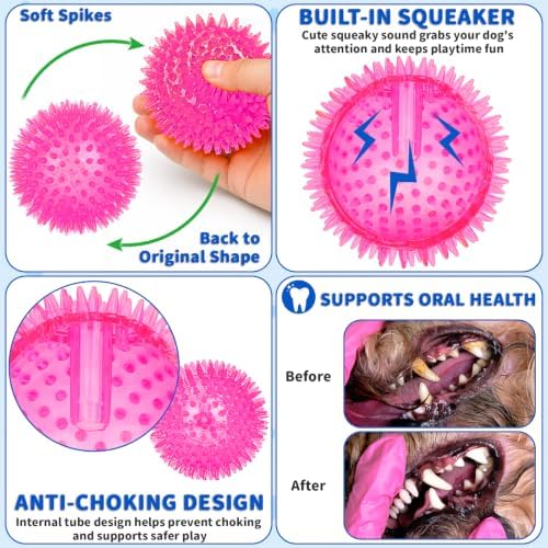 16 Pcs 3.5 In Light Up Squeaky Dog Balls 8 Colors LED Spiky Dog Toy Ball Glow in The Dark Interactive Fetch Ball TPR Bouncy Floating Toy for Aggressive Chewers Small Medium Large Dogs Indoor Outdoor - Image 4