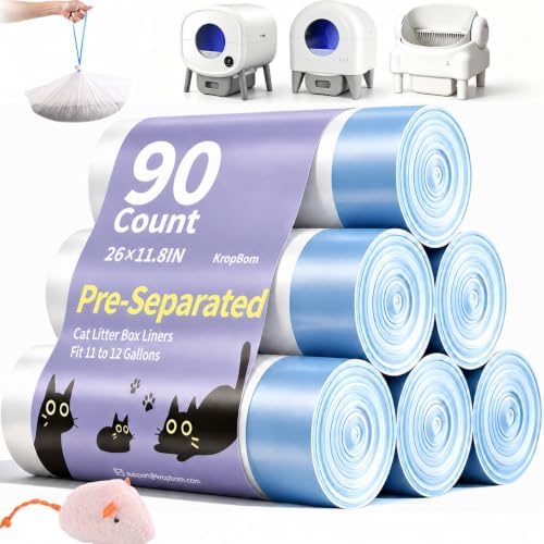 90 Count 26"x11.8" Cat Litter Box Bags Liners for Automatic Cat Litter Box by KropBom