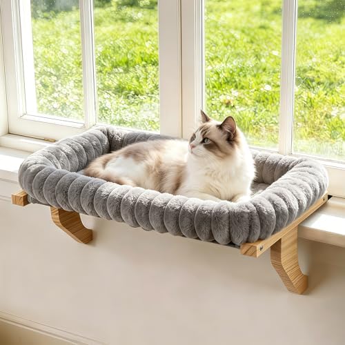 Zoratoo Cloud-Cuddle Cat Perch for Window Sill with Zipper Cushion, M Gray by Zoratoo