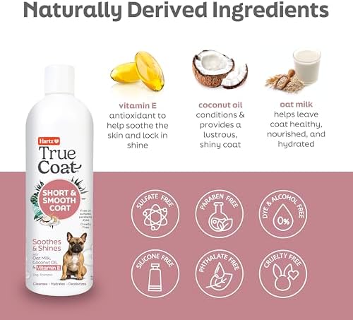 True Coat Short & Smooth Coat Dog Shampoo, 5 in 1 Soothes & Shines with Oat Milk, Coconut Oil & Vitamin E, 16 oz - Image 4
