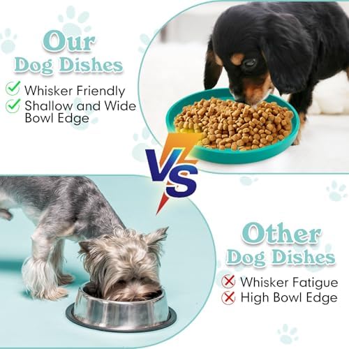 Silicone Dog Bowl Shallow Cat Food Bowls 7" Wide Puppy Plates Whisker Fatigue Pet Feeding Dishes for Dry Food and Wet Food Indoor (Round Green) - Image 4
