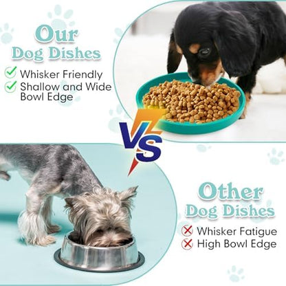 Silicone Dog Bowl Shallow Cat Food Bowls 7" Wide Puppy Plates Whisker Fatigue Pet Feeding Dishes for Dry Food and Wet Food Indoor (Round Green) - Image 4