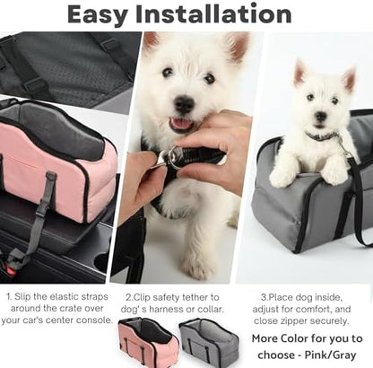 Center Console Dog Car Seat for Small Dogs Under 13LBS Pink - Image 6
