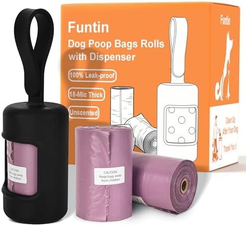 Funtin Dog Poop Bags, 60ct Extra Thick 1.8mil Unscented Waste Bag Rolls by Funtin