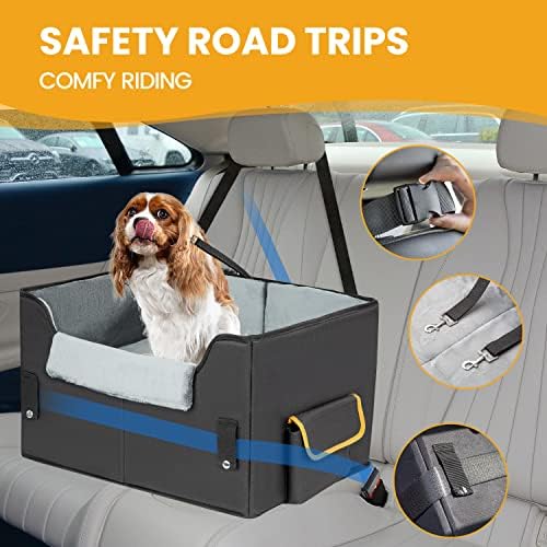Dog Car Seat for Small Dogs, Elevated Dog Booster Seat Pet Travel Carrier Bed for Car with Adjustable Straps Pet Car Booster Seat for Small Dogs Cats - Image 4
