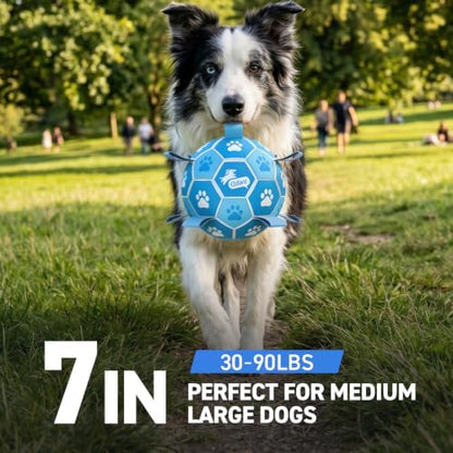 QDAN Dog Soccer Balls Toys : Premium Dog Soccer Ball with Straps, Outdoor Dog Toys, Pet Training Soccer for Medium Large (7 Inch) - Image 3