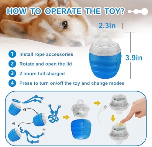 Interactive Dog Toys Ball, Automatic Motion Activated Dog Interactive Toy for Medium/Large Dogs, Moving Dogs Ball for Boredom(Blue) - Image 6