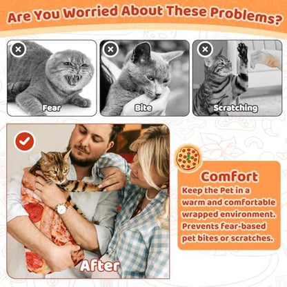 31.5" Pizza Shapes Large Cat Grooming Wrap for Cutting Nails - Image 7