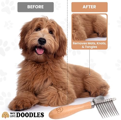 We Love Doodles Dog Dematting Brush & Rake, Hair Brush for Dogs, Made in the USA & Detangler Spray - Stainless Steel Blades, No Pulling, All Hair Types, Promotes Circulation, All Breeds, Ages - Image 3