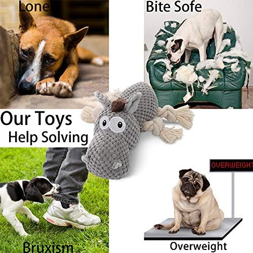 Sedioso Dog Toy, Large Dog Squeaky Toys, Stuffed Animal Dog Plush Toy for Puppy, Small, Middle, Large Dogs (Donkey(Grey)) - Image 3
