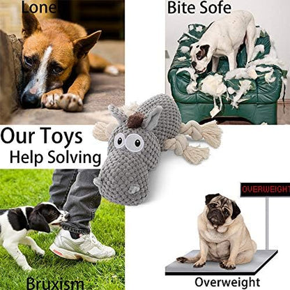 Sedioso Dog Toy, Large Dog Squeaky Toys, Stuffed Animal Dog Plush Toy for Puppy, Small, Middle, Large Dogs (Donkey(Grey)) - Image 3