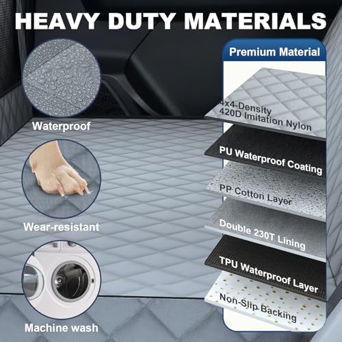 Dog Car Seat Cover for Back Seat - Waterproof Pet Hammock with Embedded Insert Door Protectors (XLarge for Crew Cab Truck with Fold‑Up Seat) - Image 4