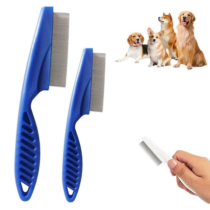 Multifunctional Pet Comb,2 Pack Pet Hair Comb Tear Stain Removal,Eye Comb for Dogs and Cats,2 in 1 Massage Dual-Sided Comb for Knots Crust Floating Hair Tangle Fleas (Blue)