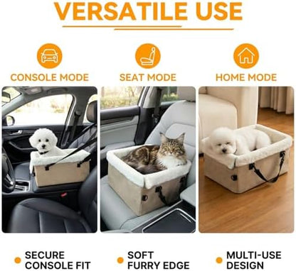 Center Console Dog Car Seat for Small Dogs with Soft Plush Fabric - Image 6