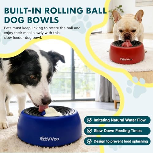 Rolling Ball Dog Lick Bowl, Slow Feeder Dog Bowls, Non-Slip Design - Image 2